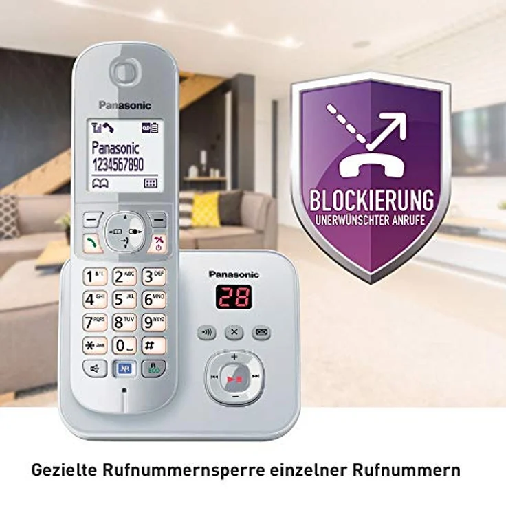 Panasonic KX-TG6823GS DECT-Schnurlostelefon mit Anrufbeantworter, GAP Telefon, Festnetz, perlsilber – Bild 2