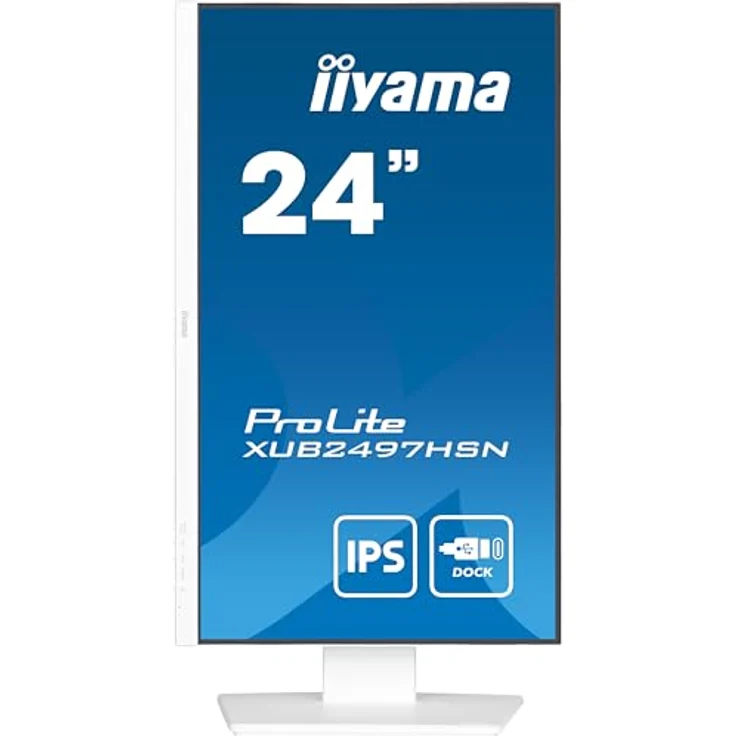 iiyama Prolite XUB2497HSN-W2 60,5cm 23,8" IPS LED-Monitor Full-HD 100Hz HDMI DP-in/Out DaisyChain USB3.2 USB-C Dock 65W LAN Slim-Line Höhenverstellung Pivot Adaptive Sync weiß – Bild 4