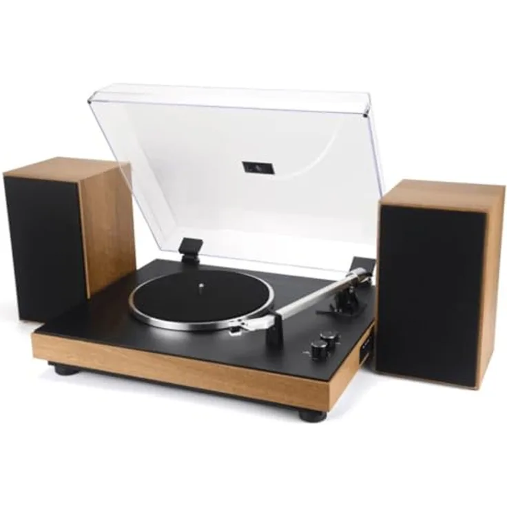 Majestic TT 54 Vintage Plattenspieler mit kabelloser Bluetooth-Technologie, USB-Eingang und zwei externen 30 W Stereo-Lautsprechern