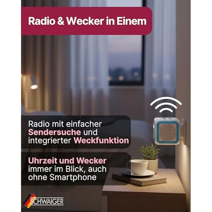 Schwaiger Steckdosenradio RAFM0100 mit Bluetooth, LED-Display und Nachtlicht – Bild 5