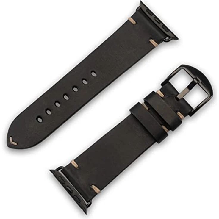 JT Berlin Watchband Alex II Vintage Armband, 42 mm bis 46 mm, Schwarz für Apple Watch Series 1, 2 und 3 – Bild 2