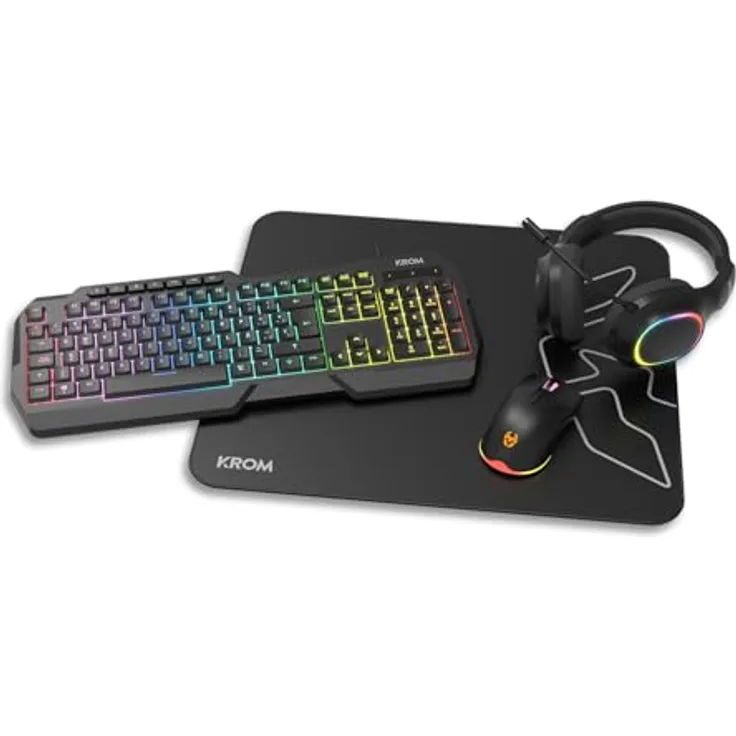 Krom Kenta, Kabelgebundene Gaming-Tastatur mit RGB-LED, Membran-Key-Switches, QWERTY, Schwarz