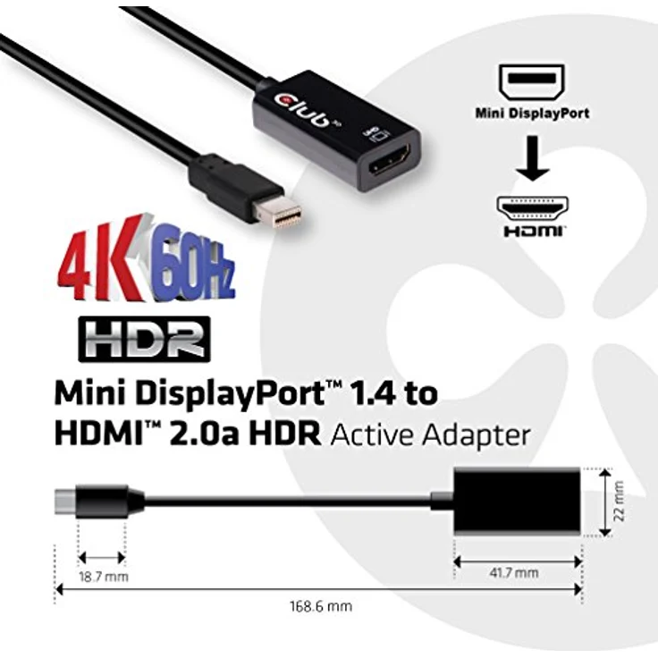 Club3D CAC-1180 DisplayPort Adapter [1x DisplayPort Stecker - 1x HDMI-Buchse] Schwarz – Bild 4