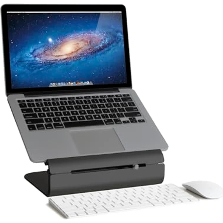 Rain Design iLevel 2 Adjustable Height Stand, höhenverstellbarer Laptopständer aus eloxiertem Aluminium, schwarz – Bild 4