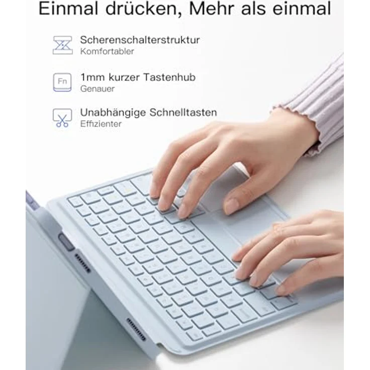 Inateck Hülle mit Tastatur für iPad 10 Generation, Touchpad, 7-Farbige Hintergrundbeleuchtung, QWERTZ, KB04112 – Bild 5