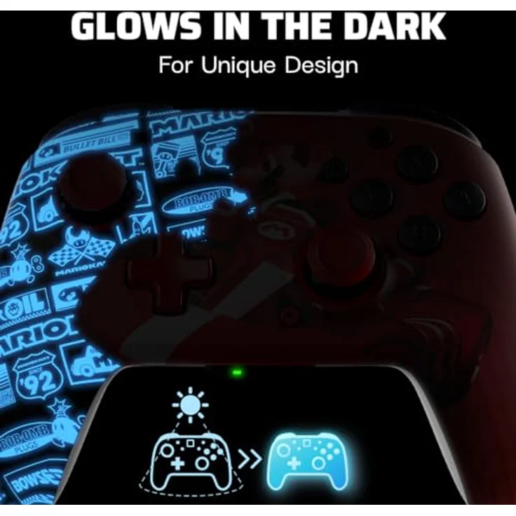 PDP Afterglow Wave Wireless Controller NS Grand Prix Mario, kabellos mit 40 Stunden Akku, programmierbaren Tasten und Bewegungssteuerung – Bild 2