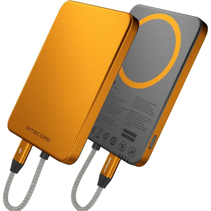 Nitecore POCKET5, 5000mAh Powerbank mit integriertem USB-C Kabel, IPX7 wasserdicht, ultrakompakt, in tollen Farben