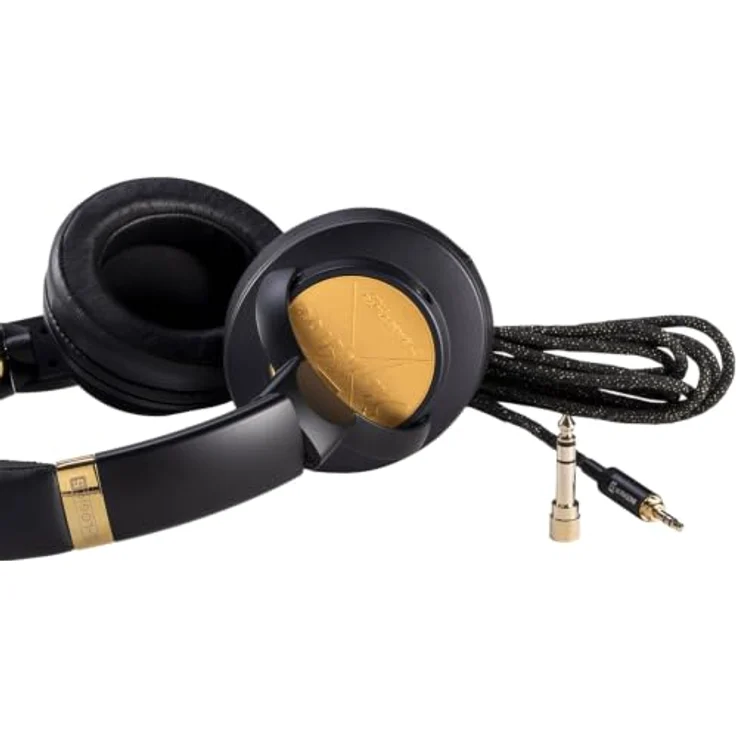 Ultrasone Signature Master Pro, geschlossener High-End Kopfhörer mit 40 mm Titan-Schallwandler und Wandhalter, schwarz-gold – Bild 8