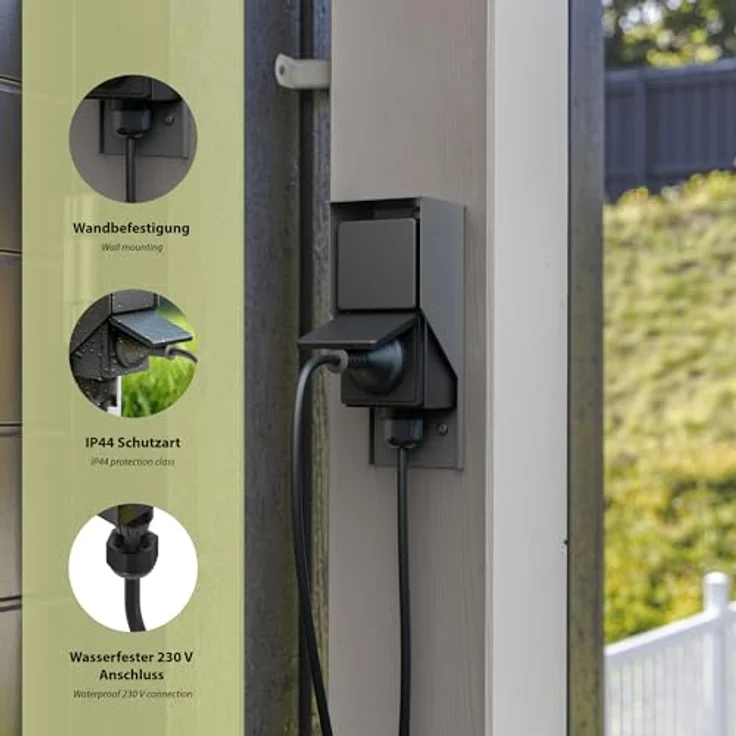 ledscom.de Aufputz Steckdose PIWI, 2-fach für Außen, IP44, anthrazit, senkrecht, mit Klappdeckeln – Bild 5