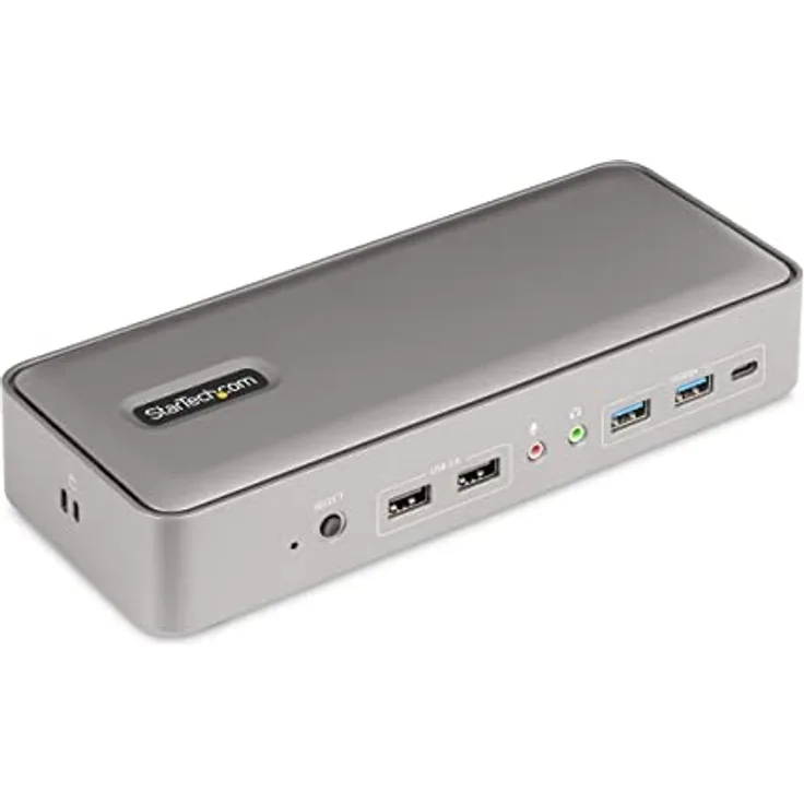 StarTech.com Dual Monitor USB-C KVM Dockingstation für Zwei Laptops, 2X 4K 60Hz DisplayPort Dock/KVM Switch, 5X USB, 90W/45W Power Delivery für Zwei Notebooks, Windows/macOS (129UE-USBC-KVM-DOCK)