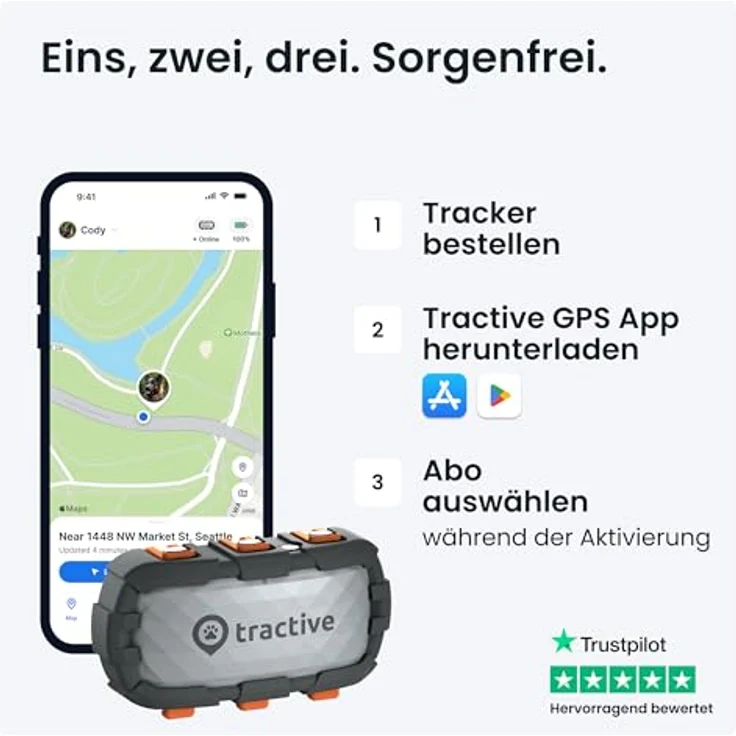 Tractive Adventure Dog XL GPS-Lokalisierer, bissfester Tracker für große Hunde mit 1 Monat Akkulaufzeit, grün – Bild 7