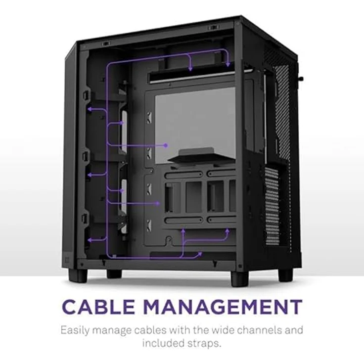 NZXT H6 Flow RGB PC-Gehäuse, innovatives Design mit Panorama-Glas und RGB-Lüftern, schwarz – Bild 5