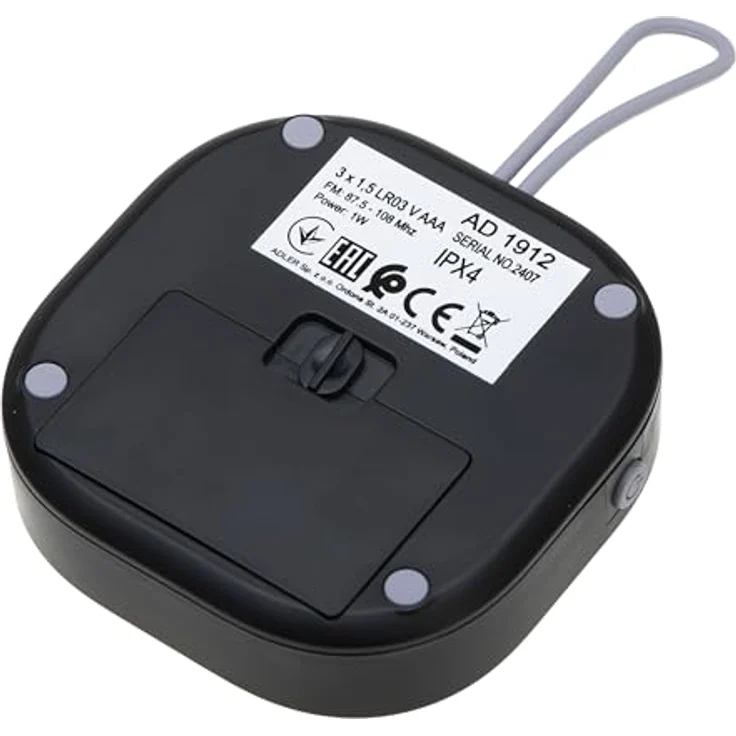 Adler AD 1912 Wasserdichtes Universalradio Batteriebetrieben Radiowecker Snooze Funktion schwarz – Bild 5