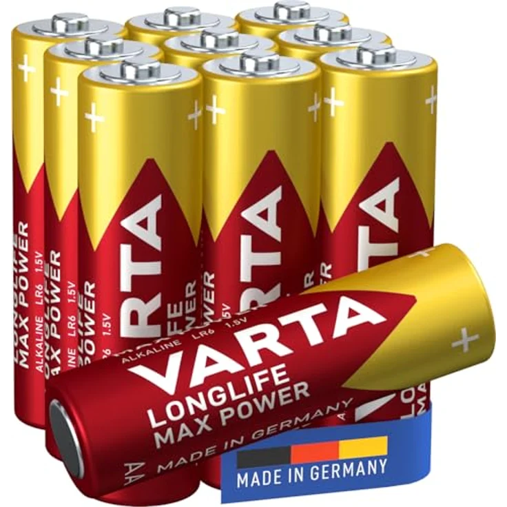 VARTA Longlife Max Power AA Batterien, 10 Stück (8+2), Alkaline, 1,5V, ideal für Digitalkamera und Controller, recycelte Verpackung, Made in Germany – Bild 1