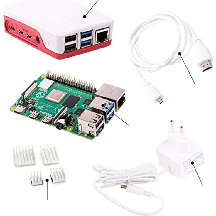 Raspberry Pi 4 Computer Modell B, 4GB RAM Light Starter Kit, weiß – Bild 2