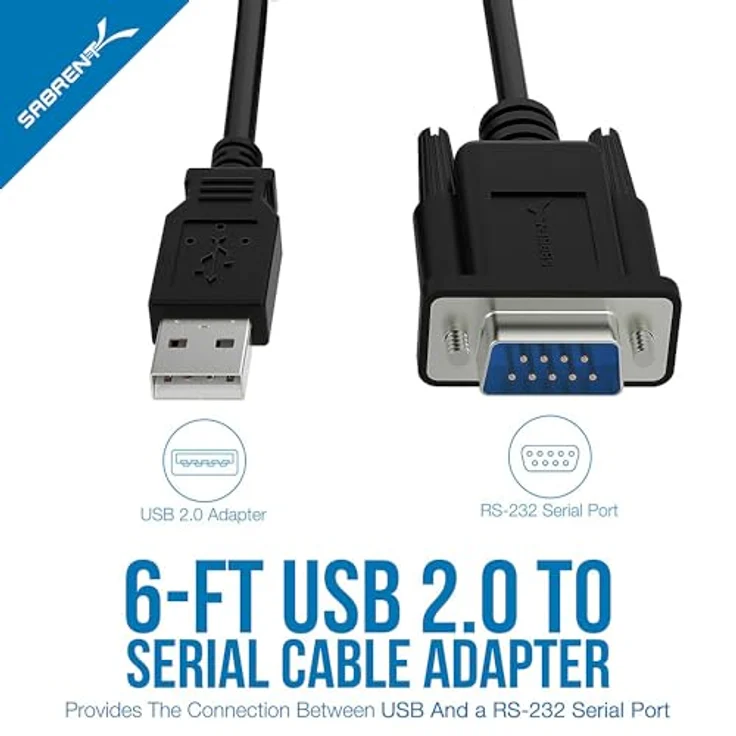 Sabrent Serial - Kabel USB 2.0 zu Seriell (9-polig) DB-9 RS-232 Adapterkabel 6ft(182cm) Kabel [FTDI Chipsatz] (CB-FTDI) – Bild 3