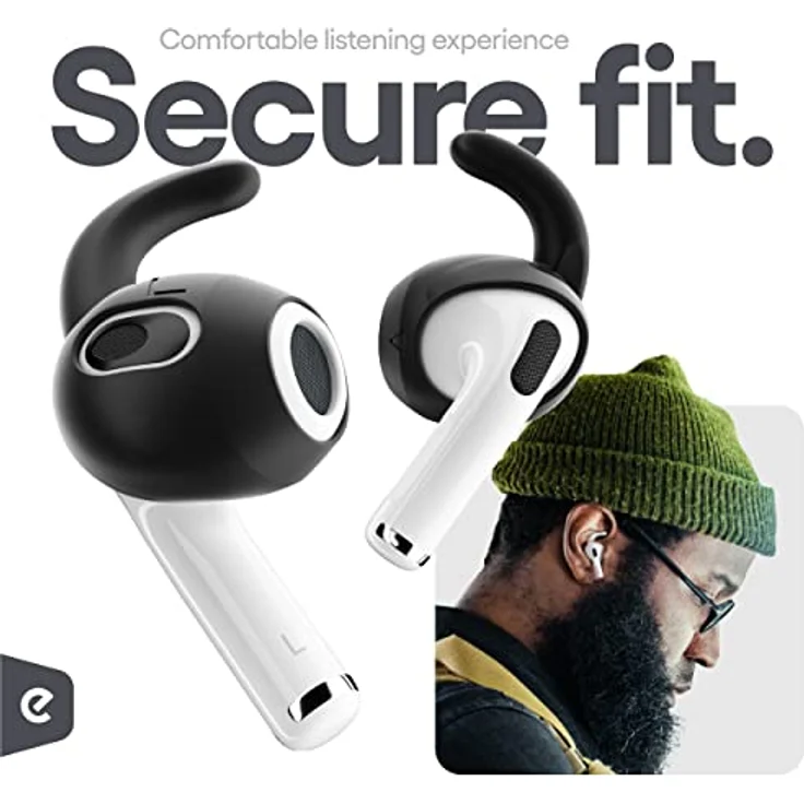 KeyBudz EarBuddyz Ohrhaken für AirPods 3 Ohrpolster (Sicherer Halt für Apple AirPods 3) - Hochwertige Silikonaufsätze, Schwarz – Bild 2