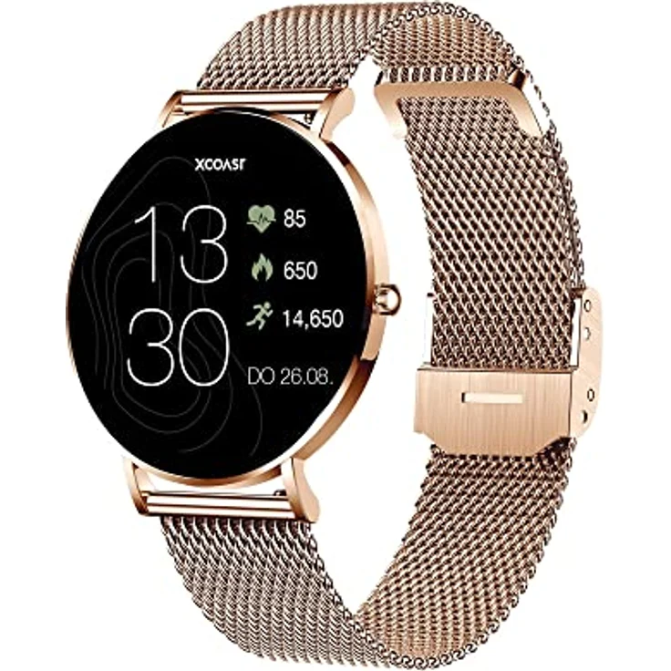 XCOAST Damen Smartwatch SIONA 2, iOS & Android, Rosegold (hell), AMOLED Display, 6,9mm flach, Fitnesstracker Damen, Blutsauerstoff, Herzfrequenz, Blutdruck, wasserfest – Bild 1