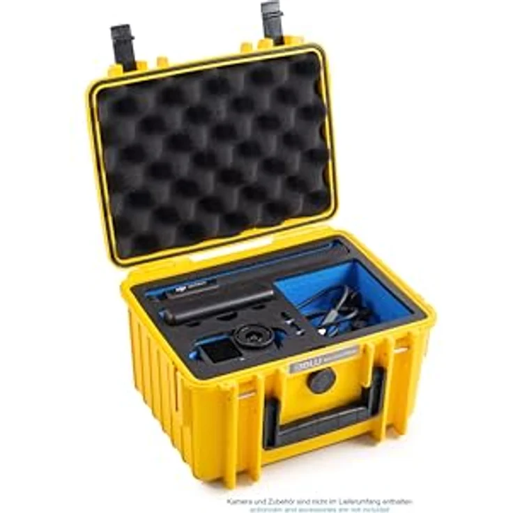 B & W International Transportkoffer, stabil und wasserdicht nach IP67, Innenmaße 250 x 175 x 95 mm, schwarz-blau Hartschaumanlage – Bild 2