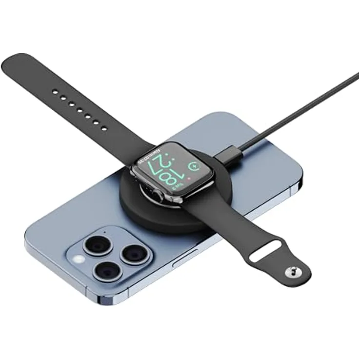 XLayer MagFix Pro 3-in-1 Ladestation Apple Wireless Charger I Ladepad mit Ringhalter I Magsafe Kompatibel I Magnetisch I kabelloses Laden von iPhone 15/14/13/12 Pro Watch 5/6/7/8/9/SE/Ultra, AirPods