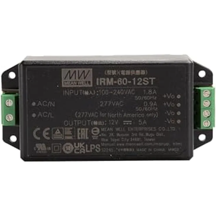 Mean Well IRM-60-12ST, AC/DC-Printnetzteil 60W, 12V/DC, max. 5A, LPS, UL, TÜV, CE, CB