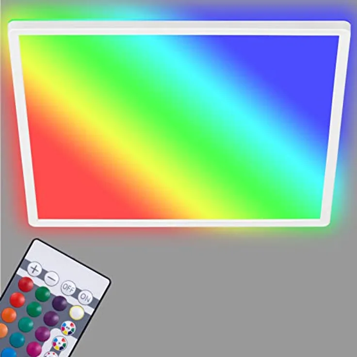 BRILONER Leuchten - LED Panel, Deckenleuchte dimmbar, Deckenlampe, RGB, Farbsteuerung, Backlight, inkl. Fernbedienung, 15 Watt, 1.850 Lumen, 4.000 Kelvin, Weiß, 293x293x28mm (DxH)