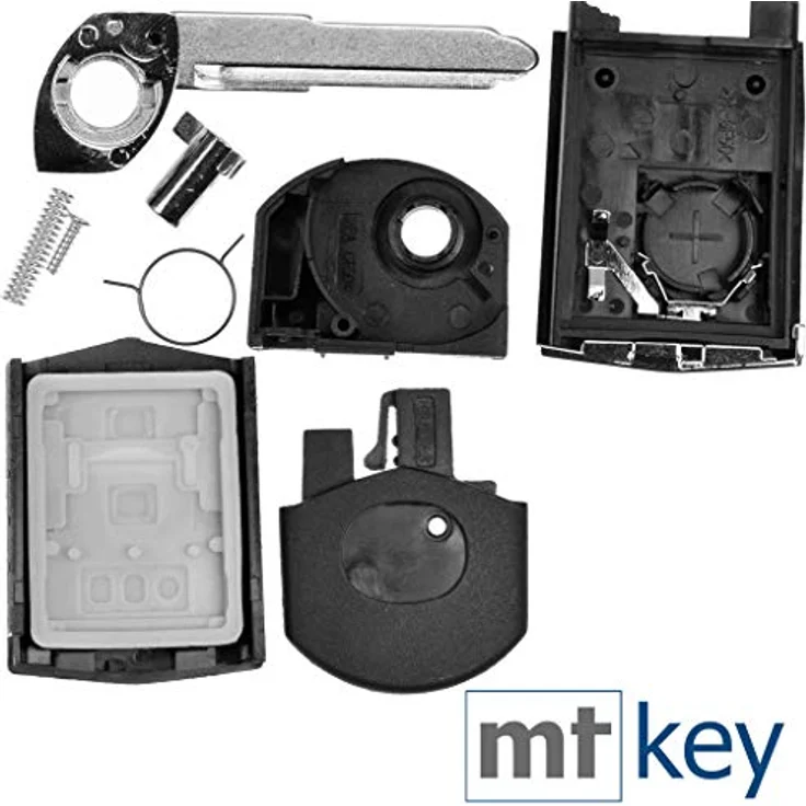 mt-key Auto Klapp Schlüssel Ersatz Gehäuse 3 Tasten mit Rohling und VARTA CR1620 Knopfzelle für Mazda 2 DE, 3 BL, 5 CR, 6 GH, CX-7 ER, MX-5 NC – Bild 2