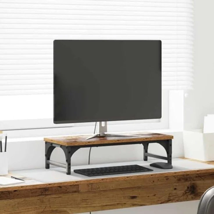 vidaXL Monitor-Halterung Altholz, ergonomischer Monitorständer aus Holzwerkstoff, 55 x 23 x 14 cm, minimalistisch – Bild 2