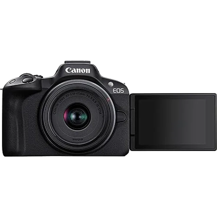 Canon EOS R50 Systemkamera + RF-S 18-45 is STM Objektiv + RF-S 55-210mm F5-7.1 is STM - Spiegellose Kamera (Digitalkamera mit Autofokus und Motiverkennung für Augen Tiere Fahrzeuge, 4k Videokamera)