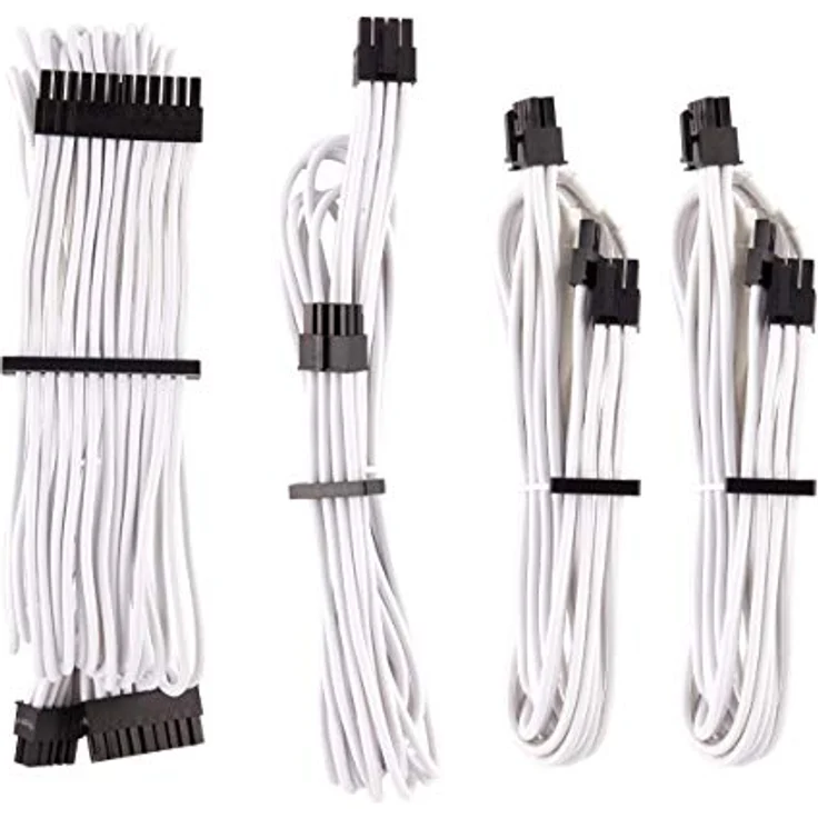 Corsair Premium Sleeved Netzteil Starter-Kabel-Set Typ4 (Generation 4-Serie) Weiß – Bild 1