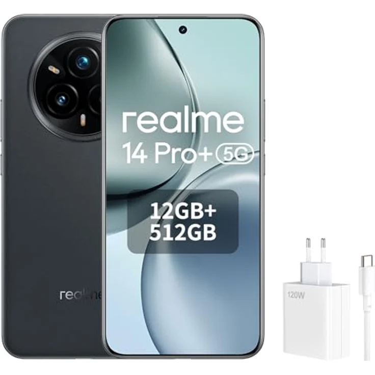 Realme 14 Pro+ 5G 512GB 12GB Smartphone (17,35 cm/6,83 Zoll, 512 GB Speicherplatz, 50 MP Kamera) in Schwarz – Bild 2