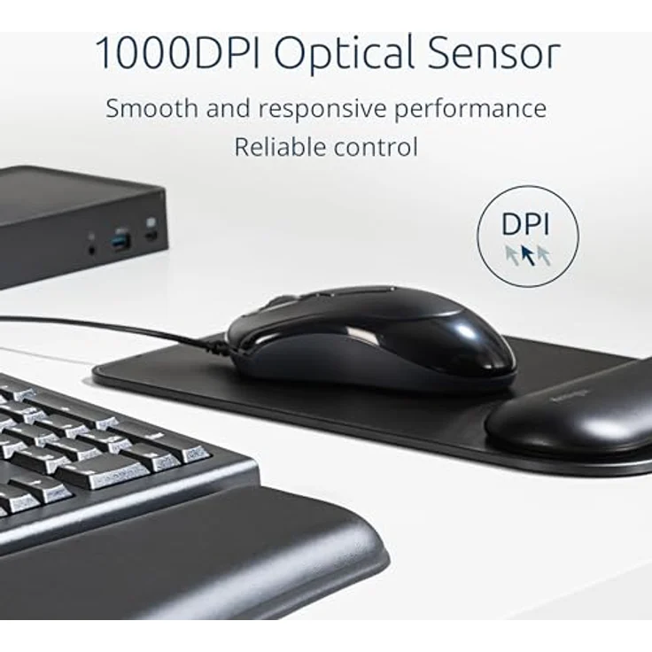 Kensington Mouse-in-a-Box EQ, kabelgebundene PC-Maus, beidhändiges Design, 54 % Post-Consumer-Kunststoff, Schwarz – Bild 5