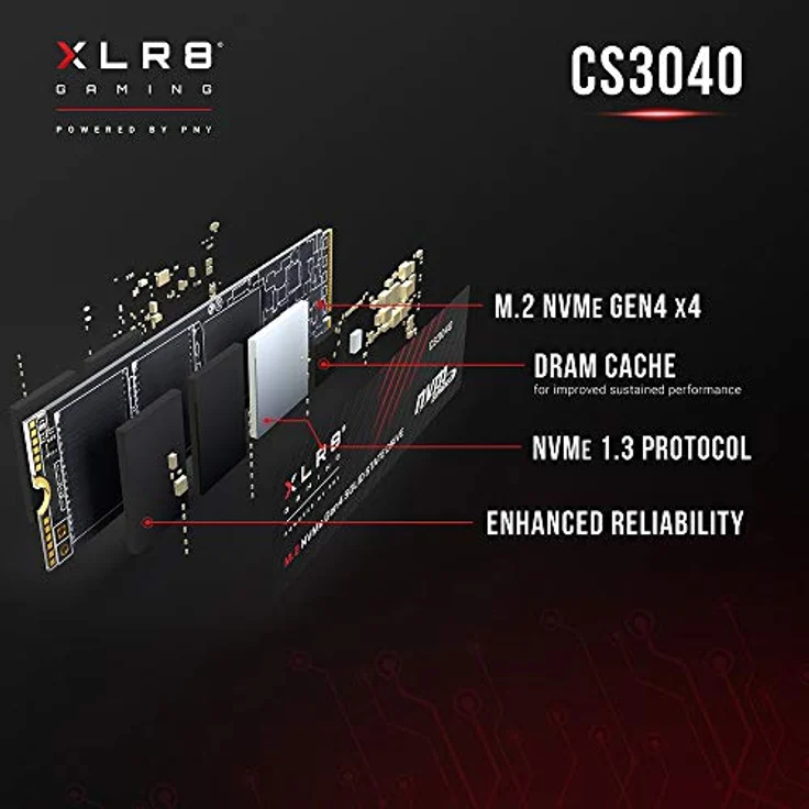 PNY XLR8 CS3040 - Solid-State-Disk - 500 GB - intern - M.2 2280 - PCI Express 4.0 x4 (NVMe) (M280CS3040HS-500-RB) – Bild 6