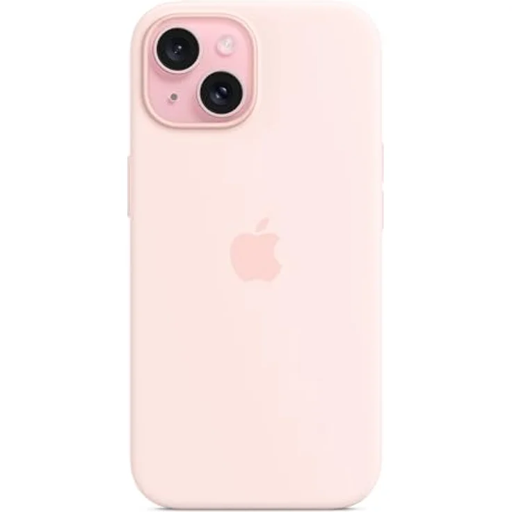 Apple iPhone 15 Silikon Case mit MagSafe – Hellrosa, schützendes Silikon-Case mit integrierten Magneten und Mikrofaserfutter – Bild 2