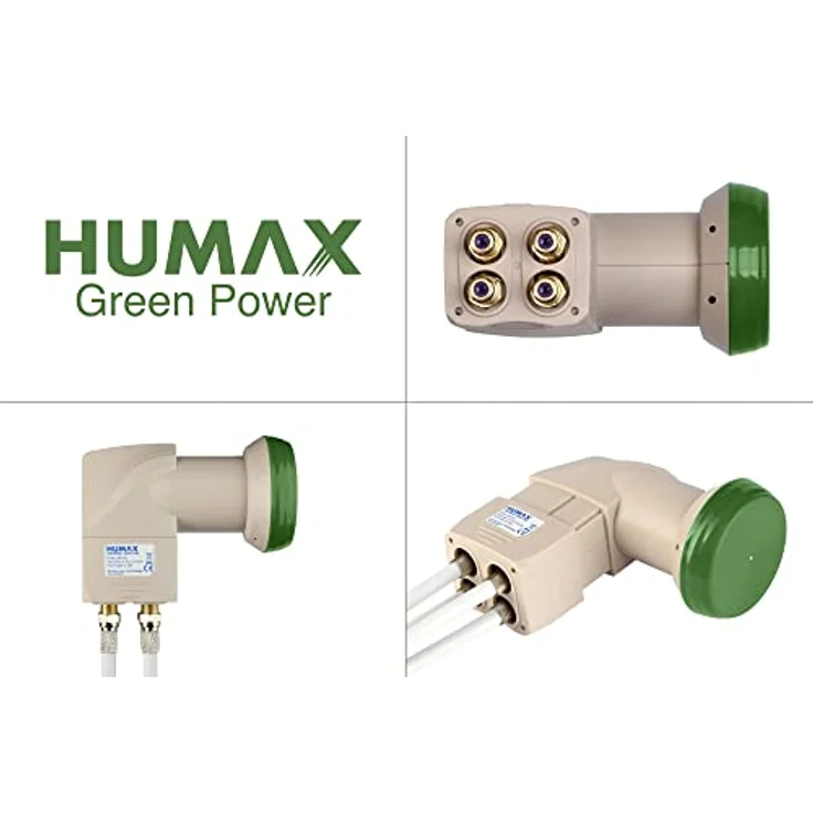 HUMAX Green Power Quad-LNB, 4 Teilnehmer, Satelliten universal LNB, Stromsparend, 4-Fach, LTE-Filter, Wetterschutzgehäuse, vergoldete F-Buchsen, für digitales Fernsehen in HD, Full HD und 4K UHD – Bild 2