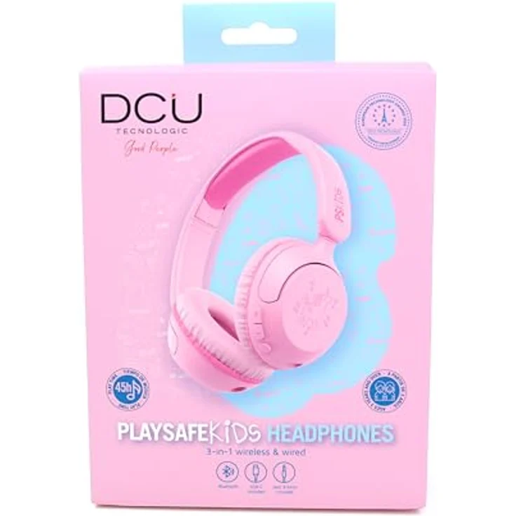 DCU Tecnologic PlaySafe Kids Kopfhörer DCU 34152545, 3-in-1 Design mit sicherer Lautstärkebegrenzung, rosa – Bild 5