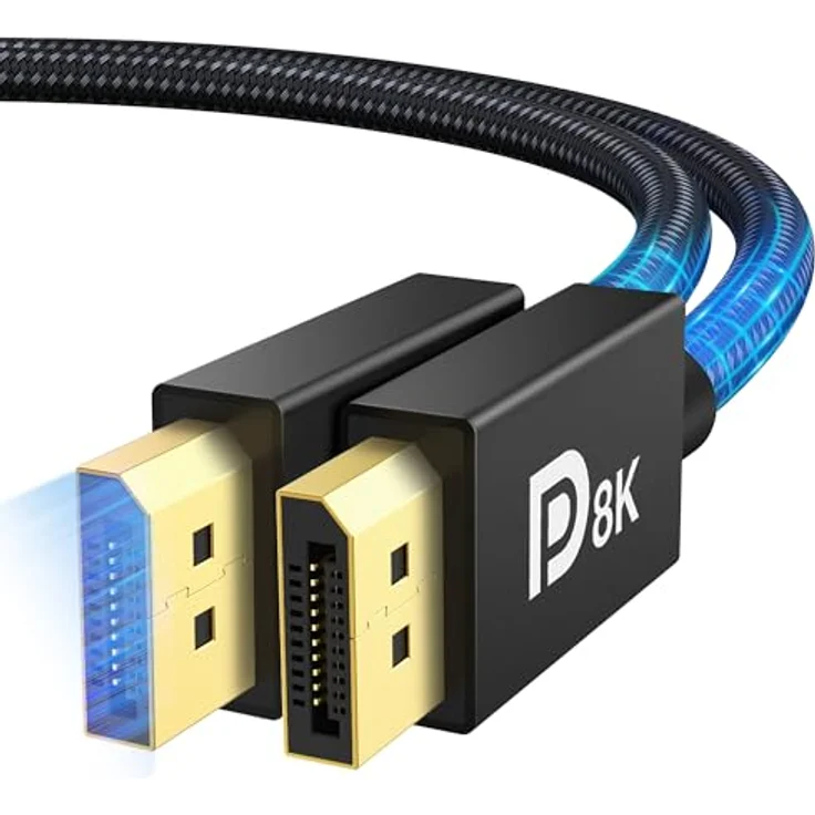 IVANKY 8K DisplayPort Kabel 1.4, 2M, VESA-Zertifiziert, 8K@60Hz, 4K@165Hz, HBR3 32.4Gbps, G-Sync & FreeSync, HDR10, Nylon-geflecht – Bild 1