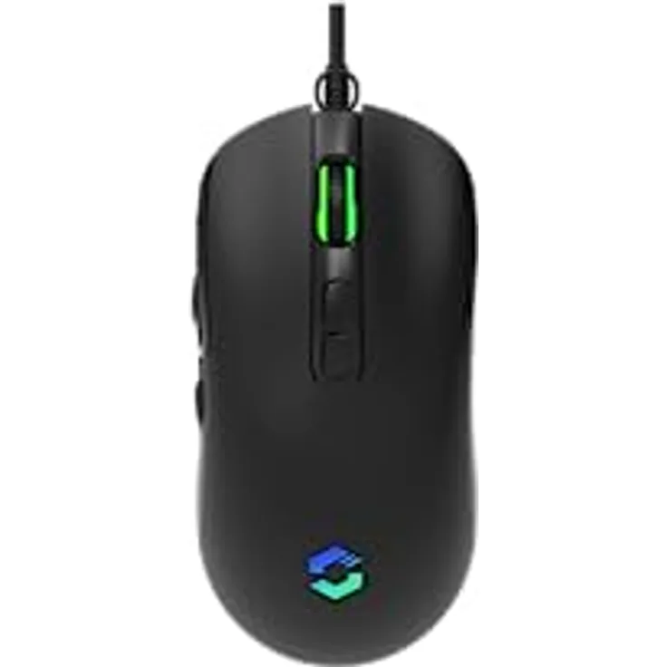 SPEEDLINK TAUROX Gaming Mouse – Gaming Maus mit Kabel, mehrfarbige LED-Beleuchtung, USB-Anschluss, 5 Tasten PC-Maus kabelgebunden, Zwei DPI-Schalter bis 7.200 DPI, ummanteltes Kabel, schwarz