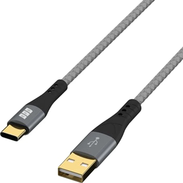 Efb Elektronik USB-A auf USB-C Kabel, 0.5 m, 60W Schnellladung, Schwarz/Grau, USB 2.0, geflochten – Bild 2