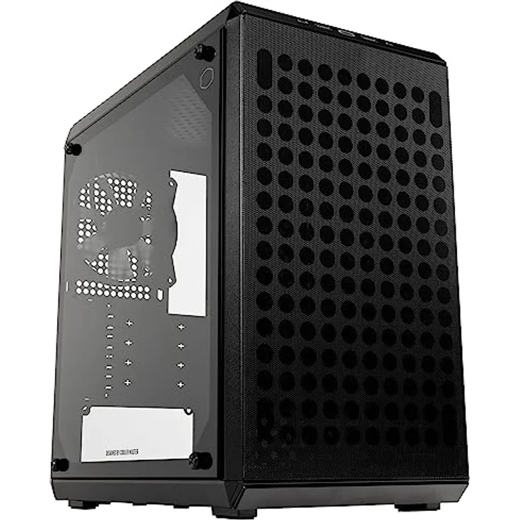 Cooler Master MasterBox Q300L V2 – mATX-Mini-Tower-Gehäuse, 1 x 120 mm vorinstallierter hinterer Lüfter, gehärtete Glasscheibe, sauberes Routing, mehrere Kühloptionen und USB 3.2 Gen 2x2 Typ-C 20 GB/s