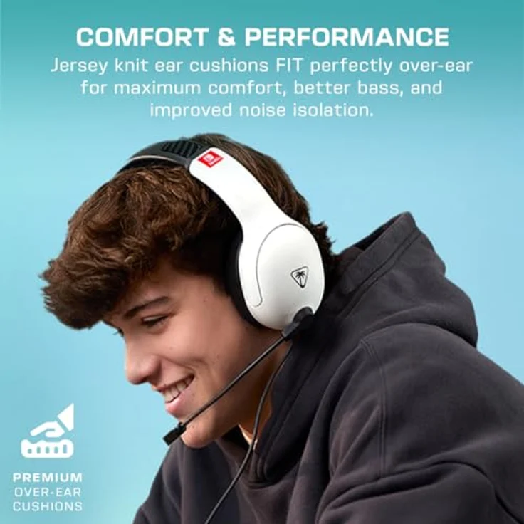 Turtle Beach Airlite Fit Wired Gaming Headset, Schwarz und Weiß, für Nintendo Switch, 40-mm-Lautsprecher, Flip-to-Mute Mic, Over-Ear Komfort – Bild 2