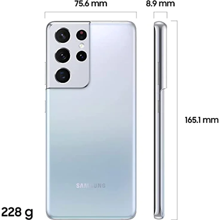 Samsung Galaxy S21 Ultra 5G Smartphone, 128GB, Silver - Quad-Kamera, Infinity-O Display, Android 11 to 13 – Bild 4