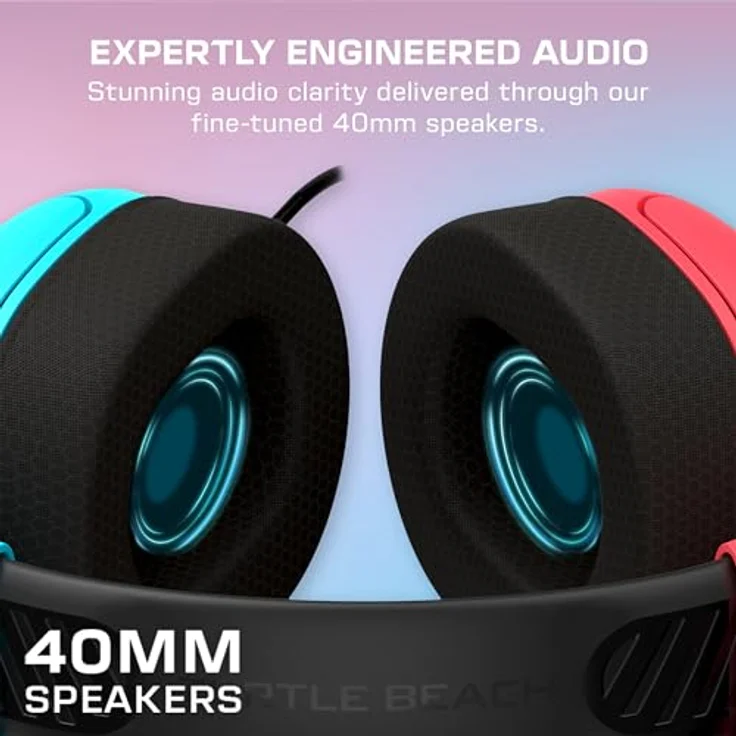 Turtle Beach Airlite Fit Wired Gaming Headset, Neon Blau und Rot, lizenziert für Nintendo Switch, mit Flip-to-Mute Mic und Over-Ear Premium Komfort – Bild 3