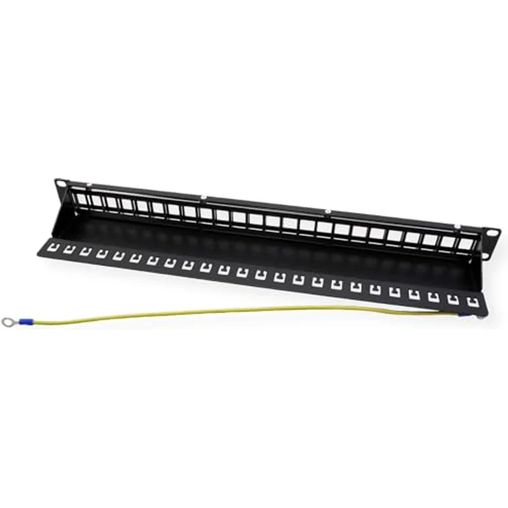 VALUE 19"-Keystone-Modulträger, 24 Ports, 1HE, geschirmt, schwarz mit Kabelabfangleiste für 19" Schränke – Bild 3