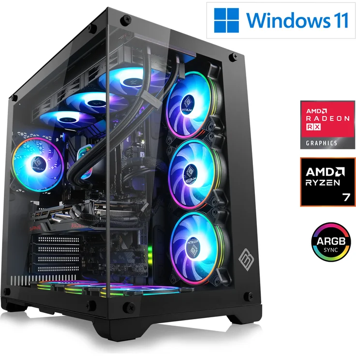 CSL Gaming PC M12310H, AMD Ryzen 7 9800X3D, 32 GB DDR5, 2000 GB, Radeon RX 9070 XT, Windows 11 Home, USB 3.2