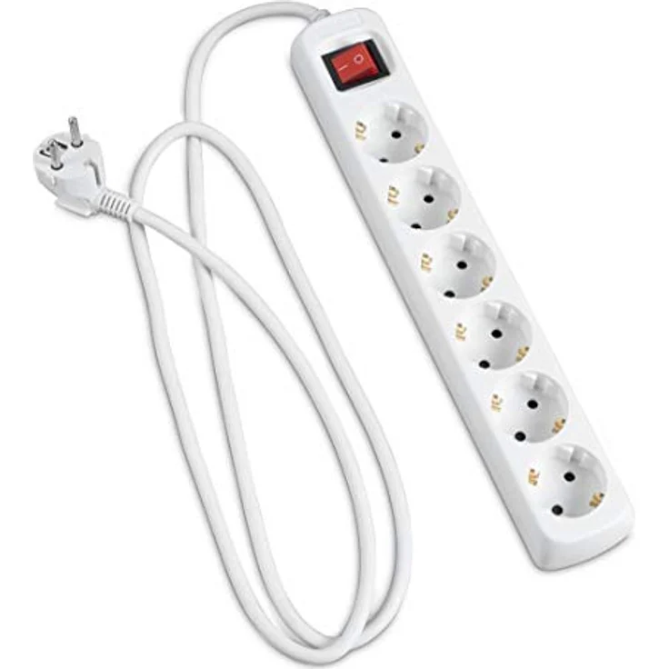 Hama Steckdosenleiste 6-fach (Mehrfachsteckdose mit Save Energy-Schalter zum Stromsparen, Steckplätze 45 Grad gedreht, Kabel 1,4m, GS geprüft) weiß – Bild 5