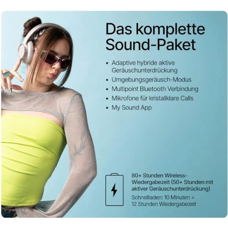Fresh n Rebel Clam Fuse 2, Bluetooth Kopfhörer mit 50 h Laufzeit und USB-C, Blau – Bild 3