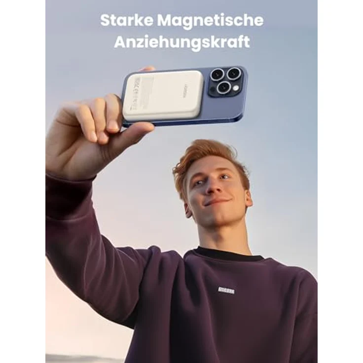 UGREEN Nexode Wireless Powerbank 10000mAh Magnetische Power Bank mit USB-C Schnellladefunktion, Kabellose externer Akku MagSafe kompatibel mit iPhone 15 Pro Max/Pro/15/14 Pro Max/Pro/13 Pro (Weiß) – Bild 2