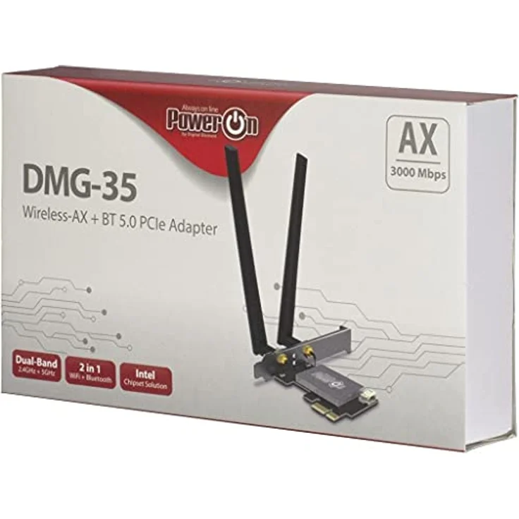 Inter-Tech DMG-35 Wi-Fi6 + BT5.0 2in1 WLAN + Bluetooth 5.0 PCIe Adapter 3000Mbps – Bild 5