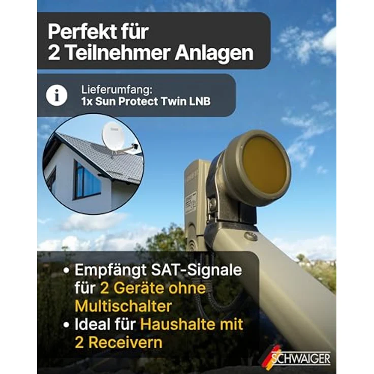 Schwaiger extrem hitzebeständig Sun Protect Twin-LNB hellgrau – Bild 4